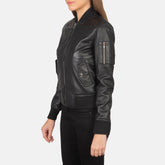 Tarar Black Leather Bomber Jacket